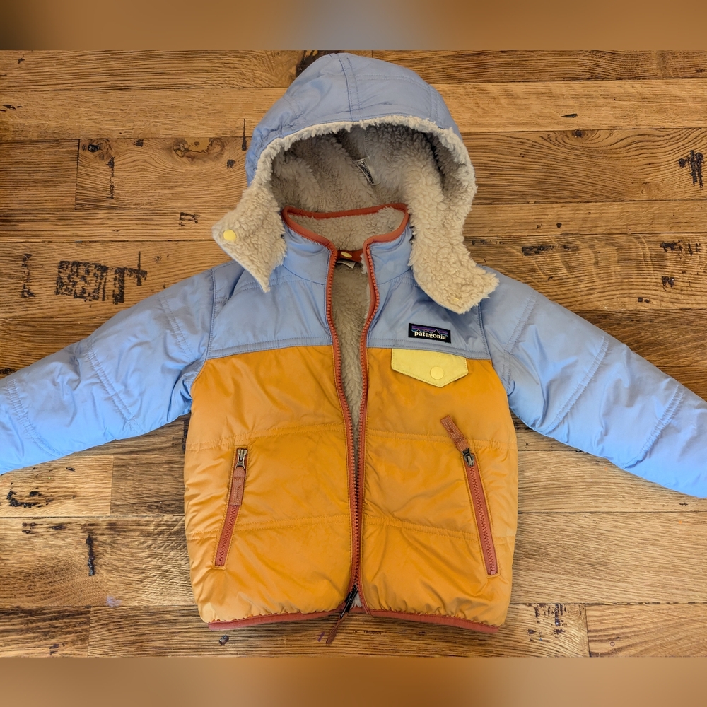 Patagonia Kids' Blue and Orange Hooded Jacket